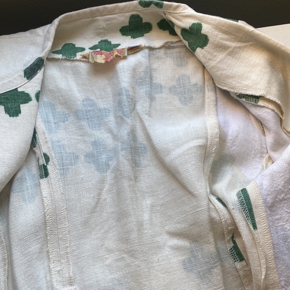 Summer Blazer with a belt white green Size S Linen St. Patric Lucky Jacket - Picture 8 of 15